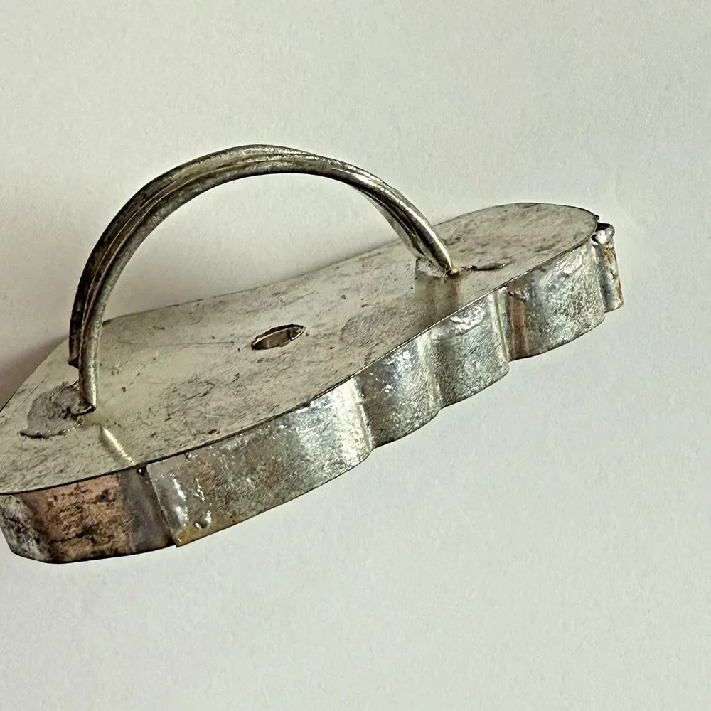 Antique Flat Back Tin Cookie Cutter Biscuit Cat Penguin Primitive Lot of 3